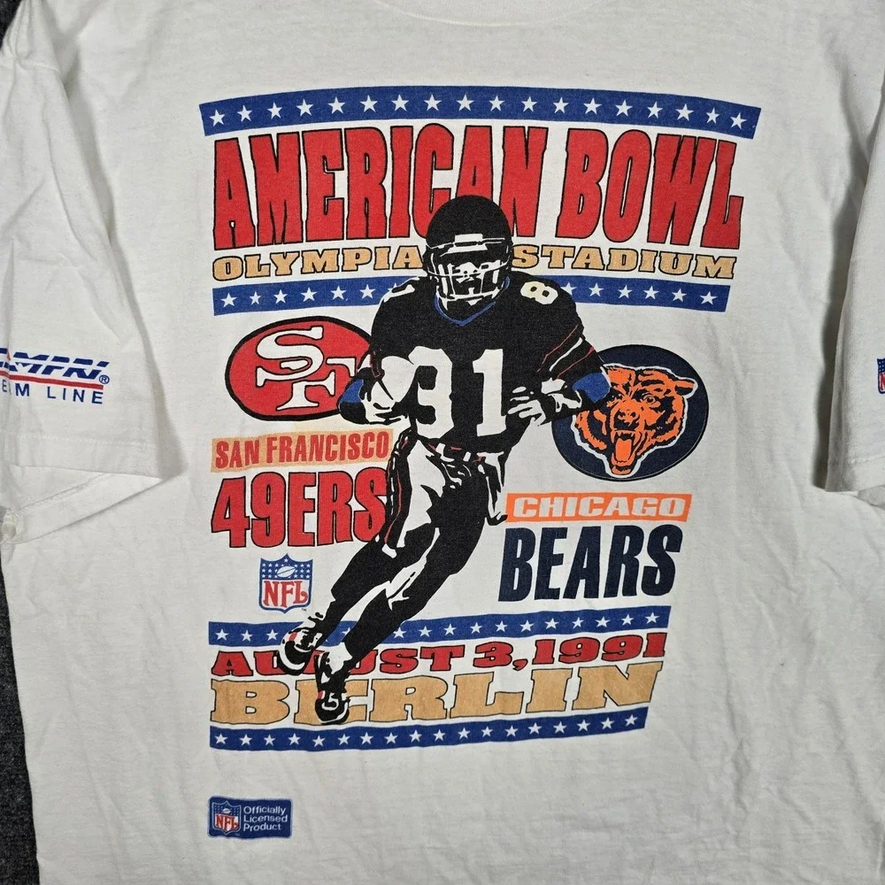 VTG NFL American Bowl T-Shirt Mens Large Berlin 49ers Bears Football USA Campri